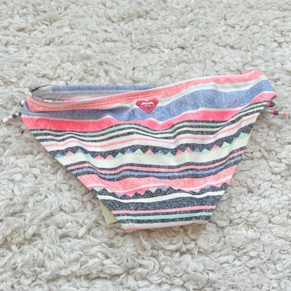 NWT Roxy Girl Little Indy Striped Colorful Bikini Swim Bottoms Size 8 White Pink